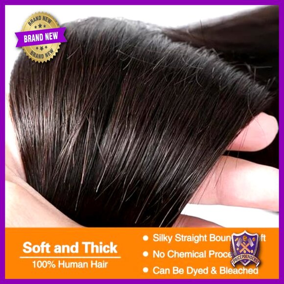 100% Brazilian Virgin Human Hair Extensions 24-28 Inch Straight Bundles main image 6